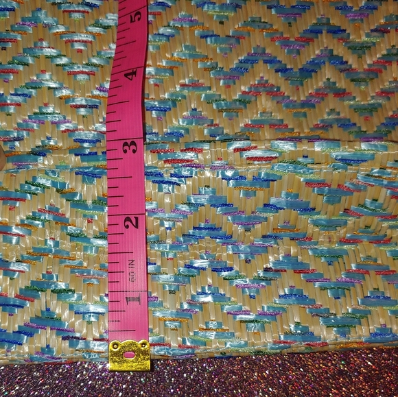 Blue Tassel Beach Woven Cosmetics Case Wristlet Purse Makeup Bag Lancome - Picture 5 of 6